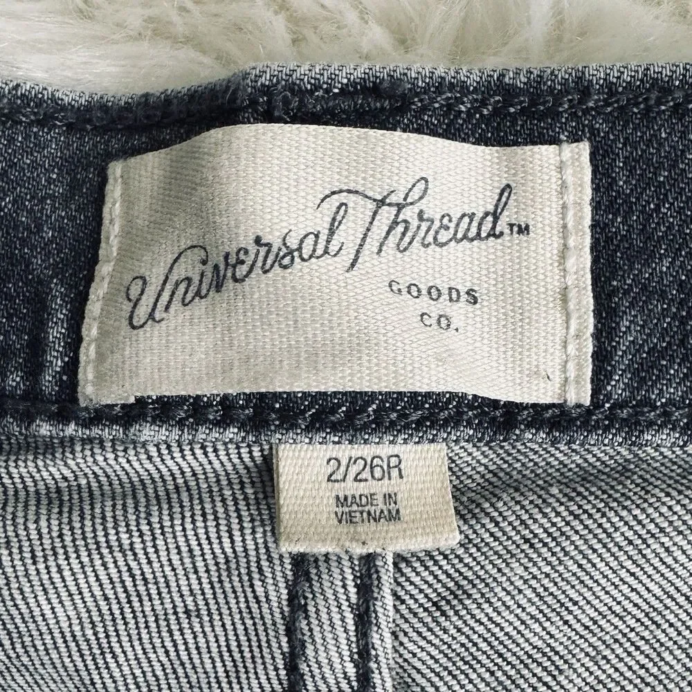 Universal Thread Vintage Straight Jeans 2/26 (27x29) Gray Blue Distressed Womens